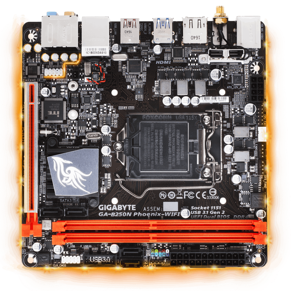 GIGABYTE B250N-PHOENIX WIFI マザーボード GA-B250N Phoenix-WIFI (rev. 1.0) 主な特徴 | マザーボード